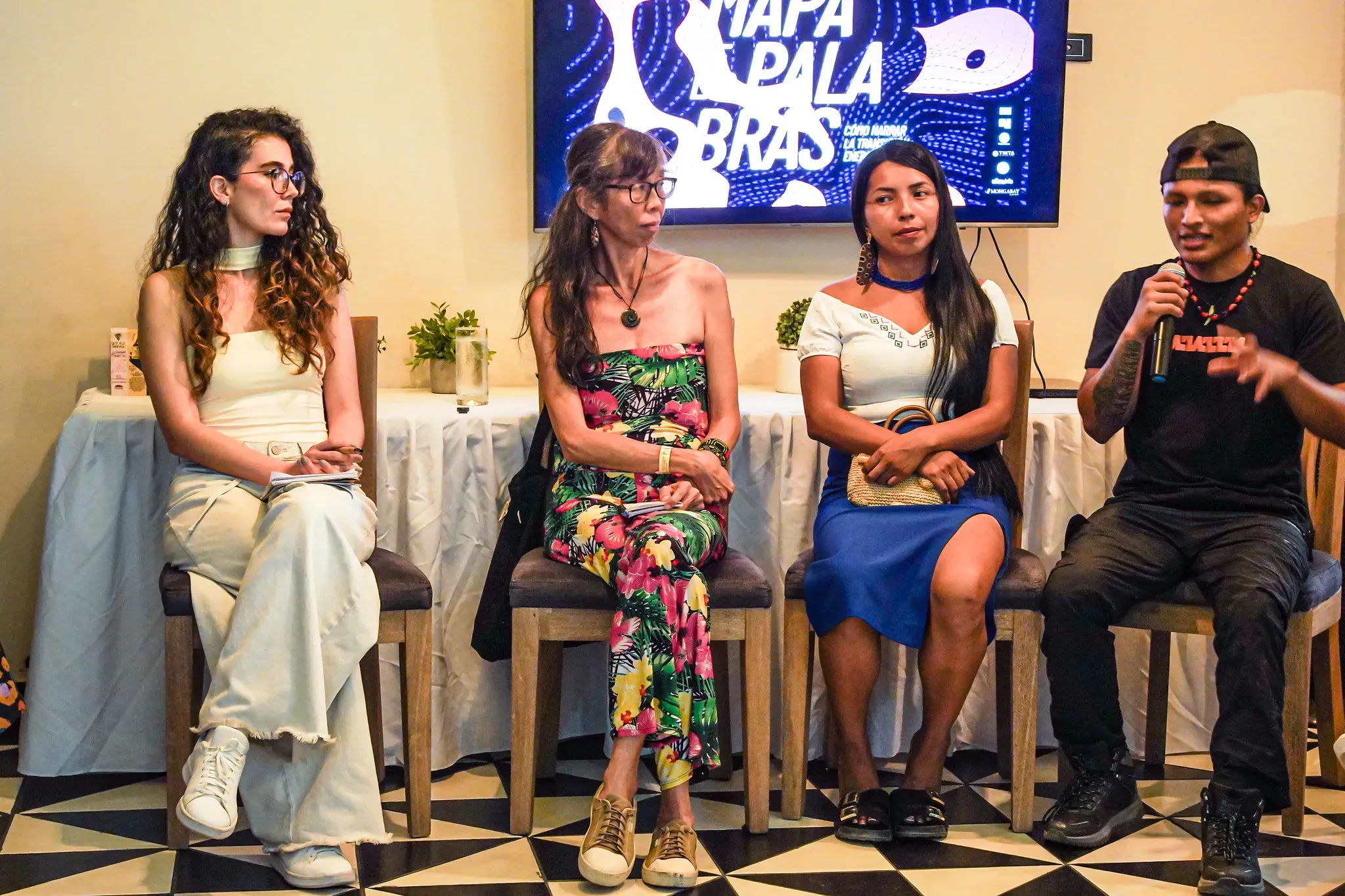 Daniela Quintero, Tica Minami, Abigail Gualinga and Yutsu Maiche, speakers at the event. 