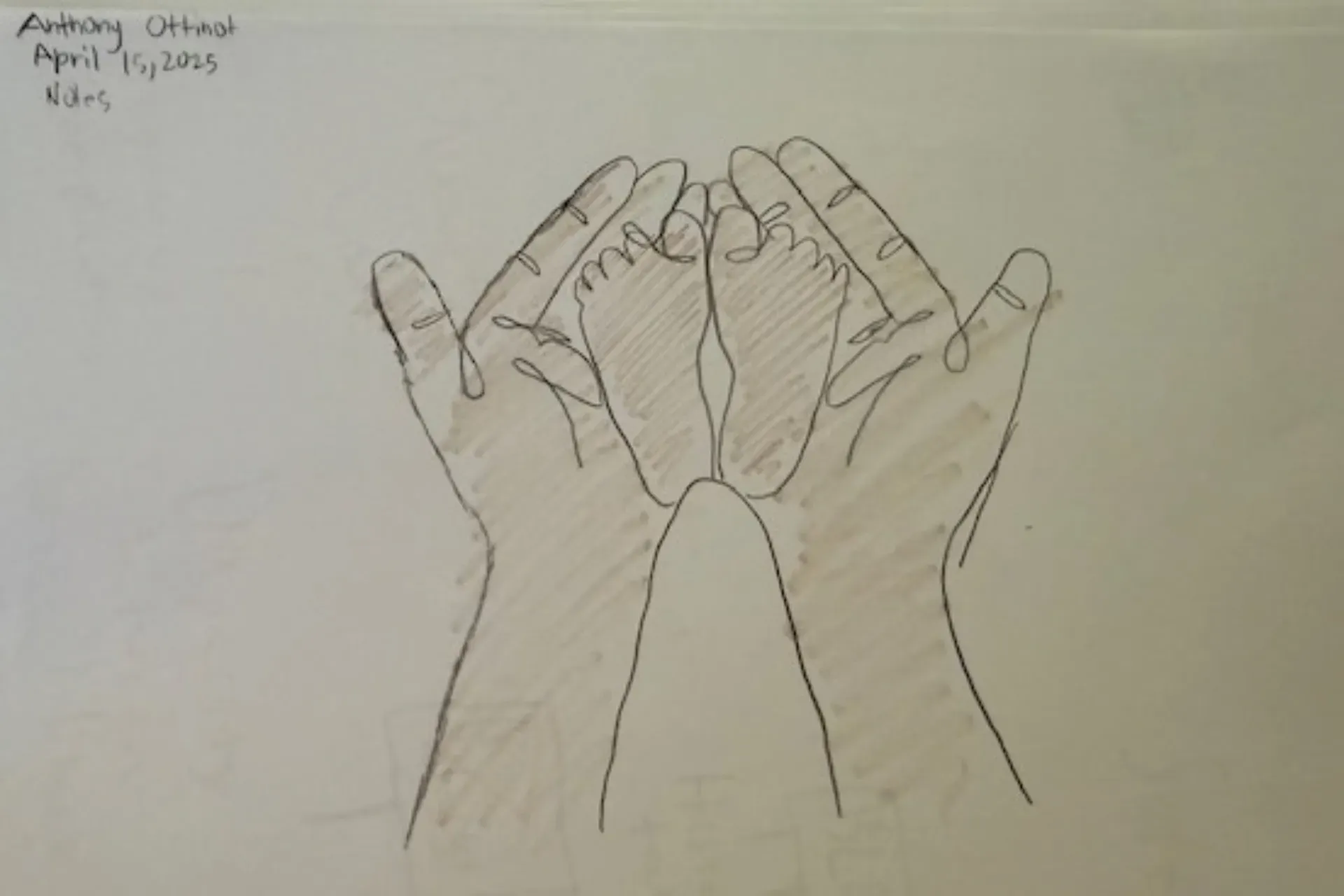 student illustration using a pencil and light brown marker