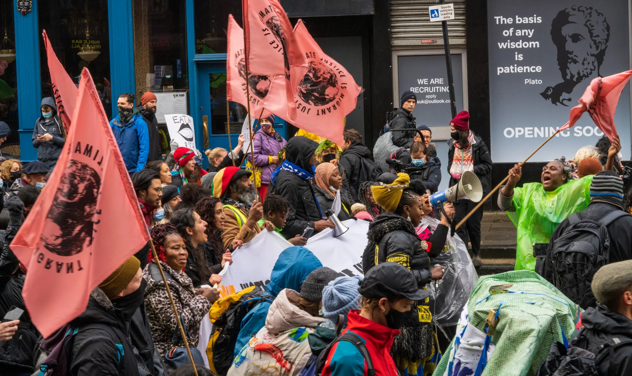 protestors in the street for the march