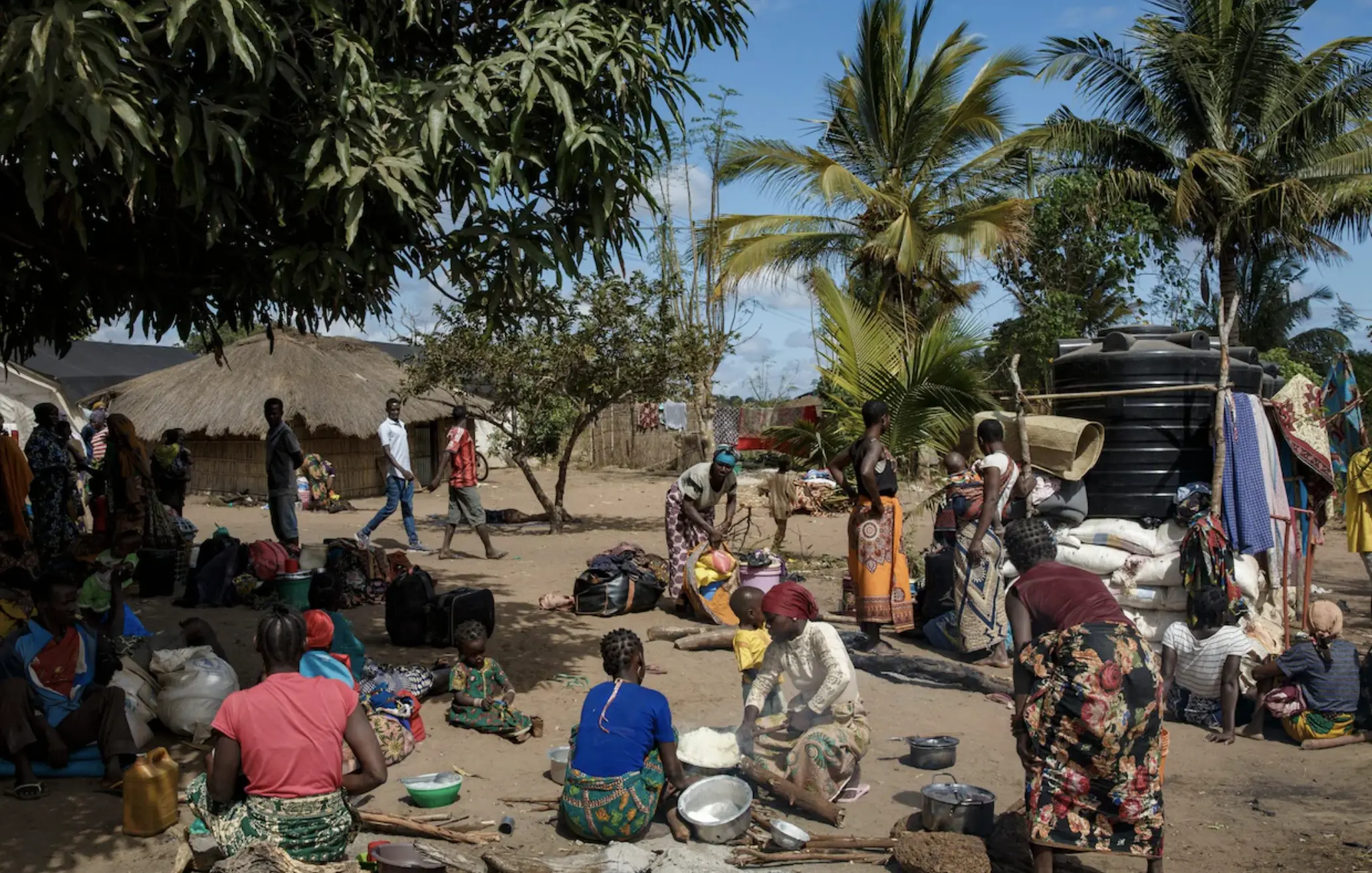 People gather in a open area 