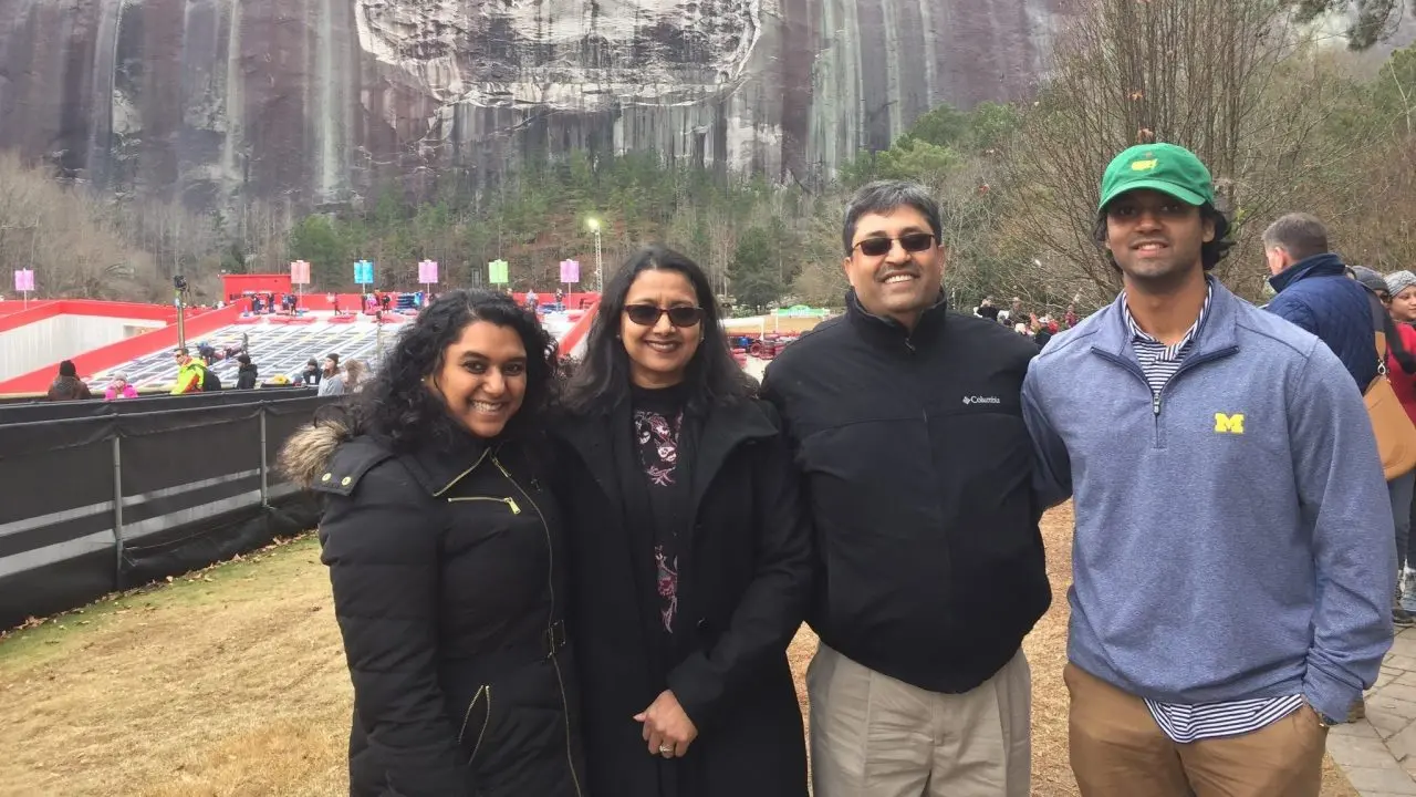 Family poses for a photo