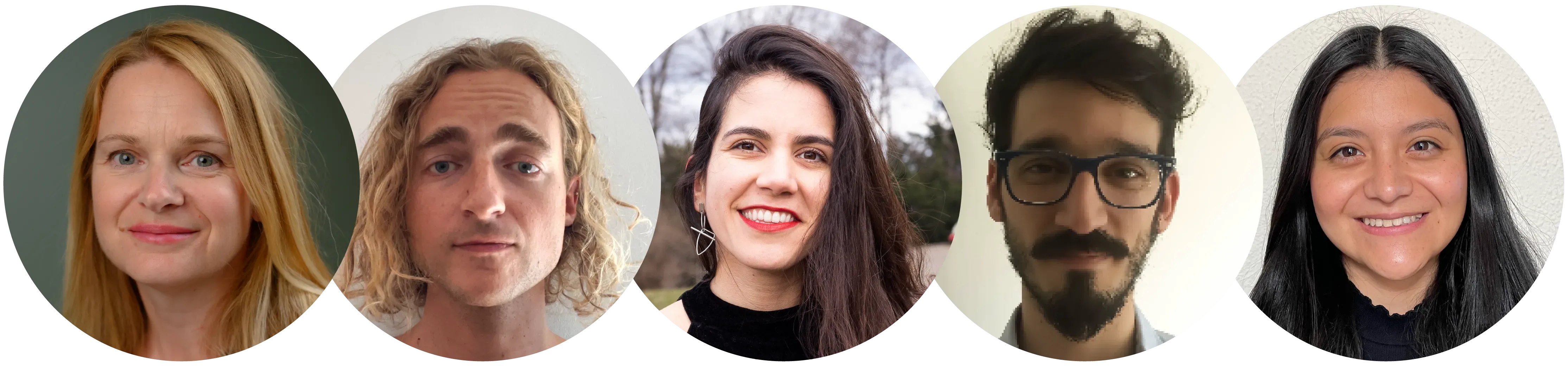 line of five headshots of the Pulitzer Center ORN team