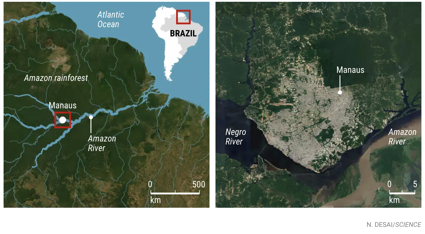 Maps of Manaus, Brazil.