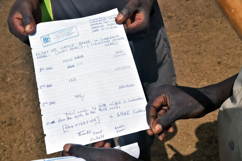A letter drafted by community regarding stolen cattle 