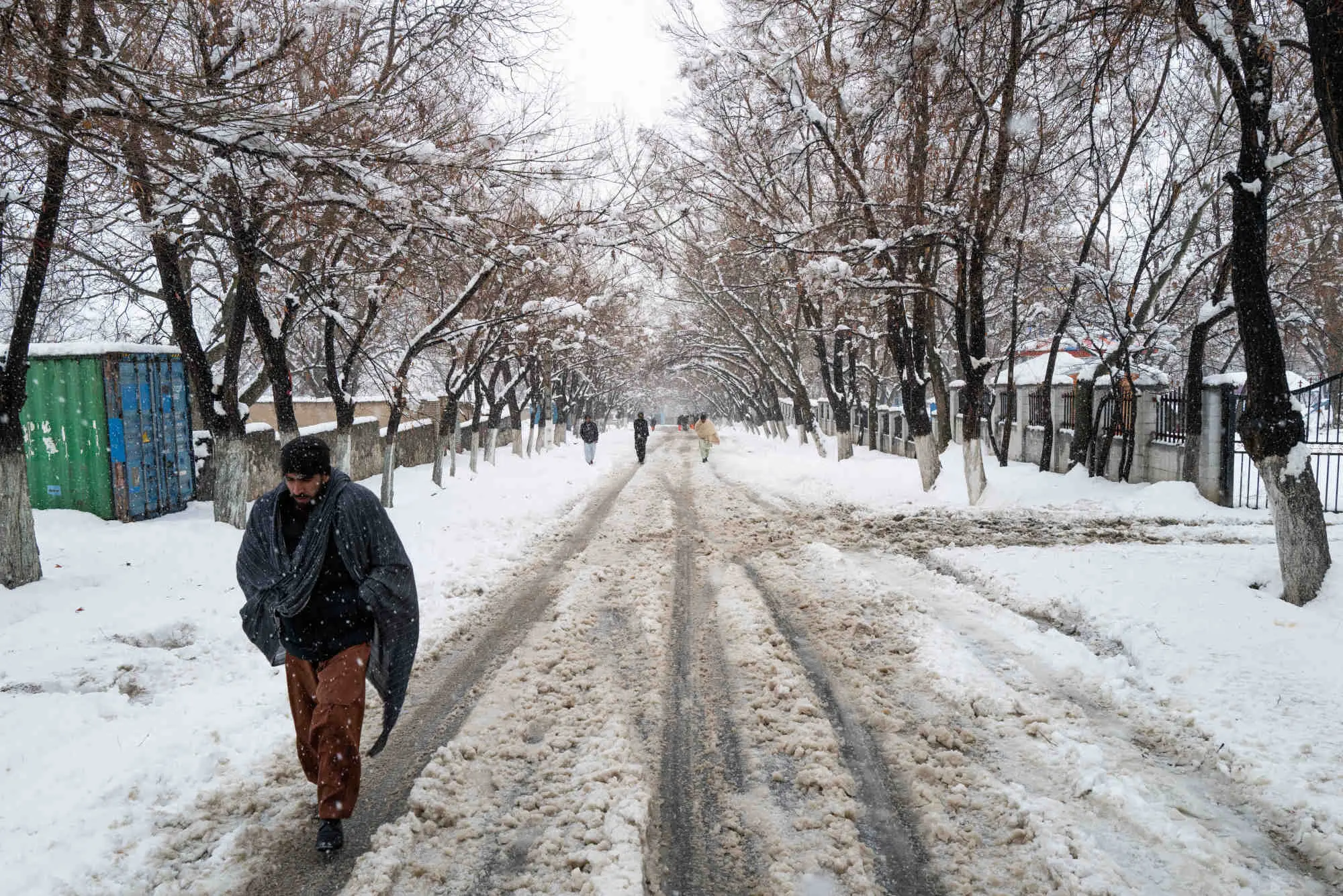 A man walking in snow