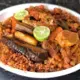 Thieboudienne, the most famous dish of Senegal. Image by Amy Nye. Senegal, 2019.