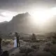 A couple poses for wedding photographs in the Red Rock National Conservation Area near Las Vegas, Sunday, Nov. 8, 2020.&nbsp;Image by Wong Maye-E / AP Photo. United States, 2020.