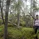 Lars Östlund, a forest historian at the Swedish University of Agricultural Sciences, finds clues about the past in the forest itself. Image by Amy Martin. Sweden, 2018.