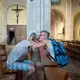 Faced with increasing levels of abuse in their hometown of Odessa, Ukraine, Sergi and his boyfriend Igor moved to Besançon, France. Igor had been attacked at a Pride march in Odessa, an incident that left him with head wounds and needing glasses. He and Sergi were chased in the streets in their home town by men shouting, ‘Death to faggots!’ and they began receiving death threats. Image by Bradley Secker. France, 2020.