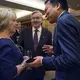Terry Branstad, U.S. ambassador to China, with his wife Chris, speak with guests during an Iowa Sister States reception on Wednesday, Sept. 20, 2017, in Beijing, China. Image by Kelsey Kremer. China, 2017.
