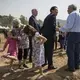 Chris Branstad, wife of U.S. Ambassador to China Terry Branstad, talks with her granddaughters Stella and Sofia Costa while attending the groundbreaking ceremony of the China-U.S. Demonstration Farm on Saturday, Sept. 23, 2017, in Luanping County, Hebei, China. Image by Kelsey Kremer. China, 2017.